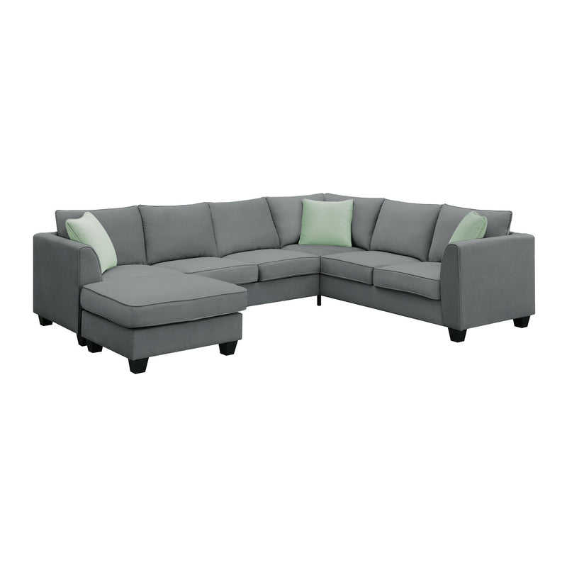 Sectional Sofa Couches Living Room Sets, 7 Seats Modular Sectional Sofa With Ottoman, L Shape Fabric Sofa Corner Couch Set With 3 Pillows