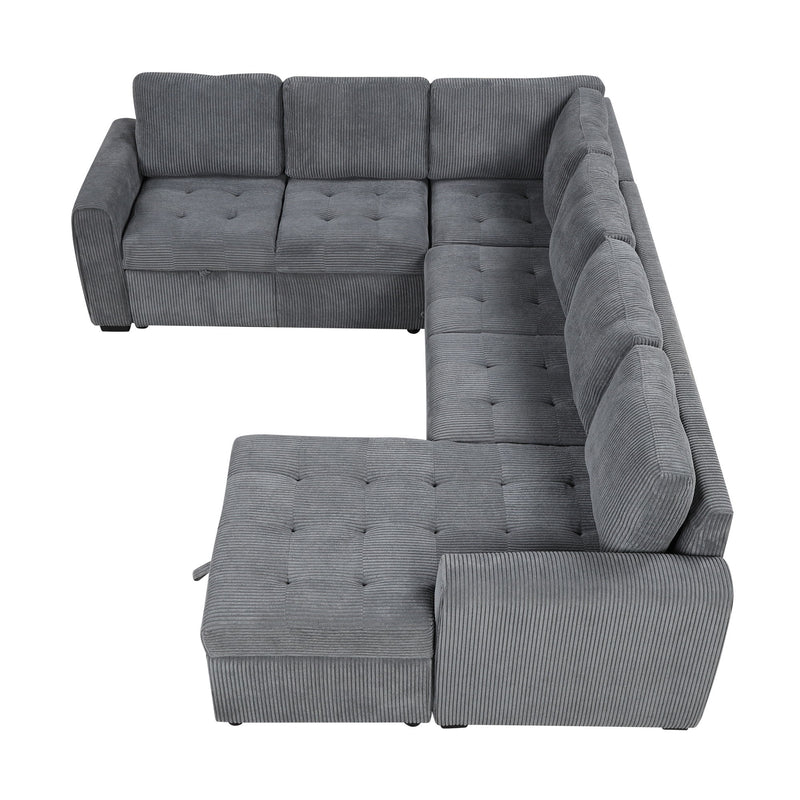 U-Shaped Sofa Sectional Sofa Pull-Out Sofa Bed With A Storage Chaise Lounge, Charging Devices For Living Room