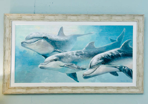 Dolphin Trio - Coastal Art - Oversize