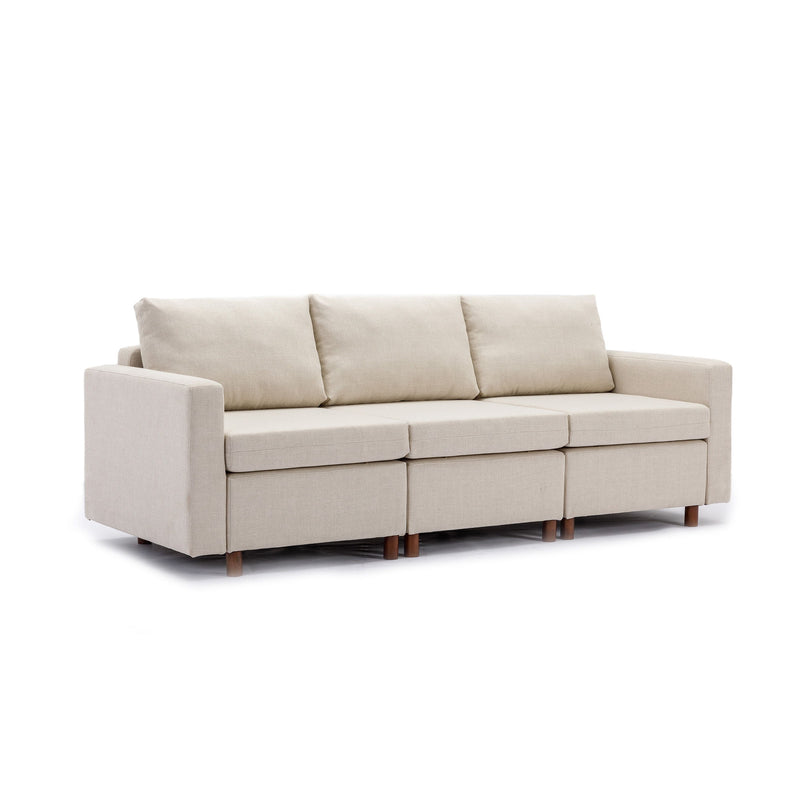 3 Seat Module Sectional Sofa Couch With 2 Ottoman For Living Room, Seat Cushion And Back Cushion Non-Removable And Non-Washable