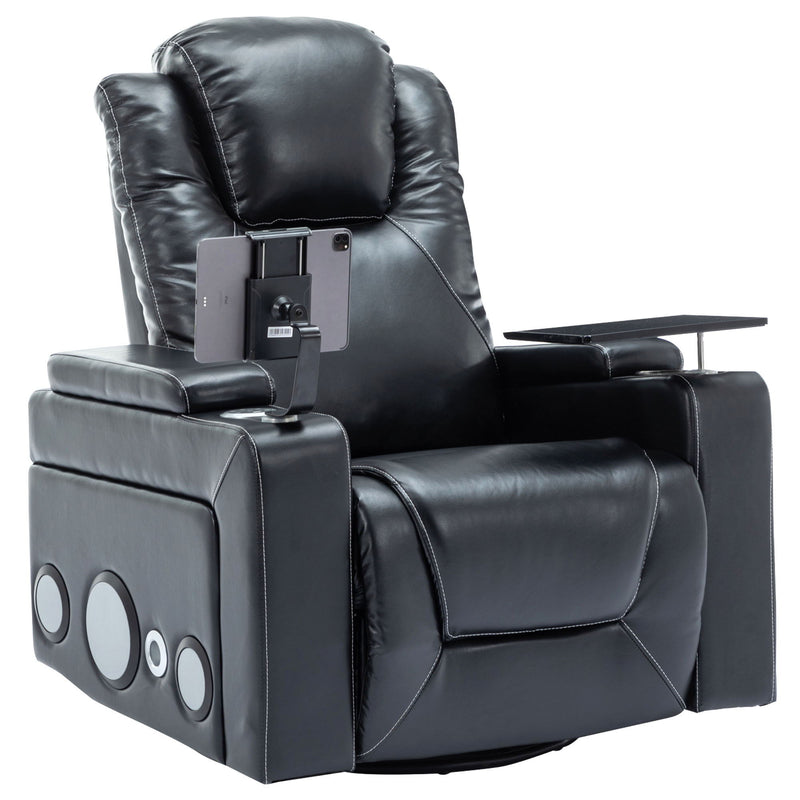 270° Swivel Power Recliner Individual Seat Home Theater Recliner With Surround Sound, Cup Holder, Removable Tray Table, Hidden Arm Storage For Living Room