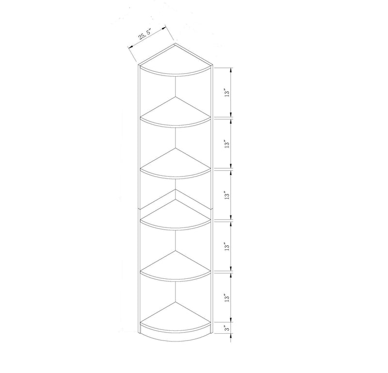 Corner Bookcase Display, Bookshelf Stand With Five Shelves