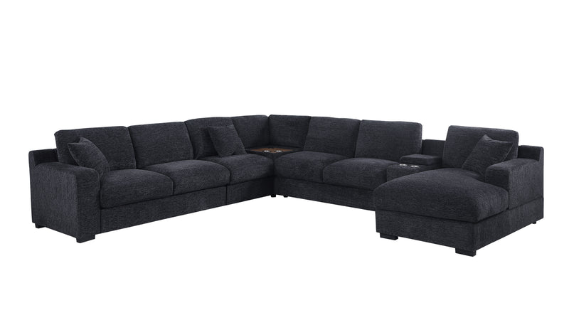 Celine - Chenille Fabric Corner Sectional Sofa With Right-Facing Chaise, Cupholders, And Charging Ports