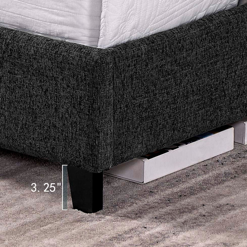 Queen Size Charcoal Gray Upholstered Platform Bed