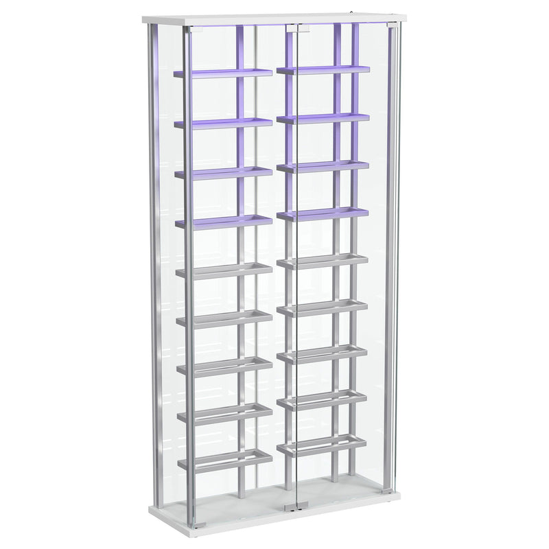 Montara - Tempered Glass Wine Storage Display Curio Cabinet With LED Lighting - Chrome