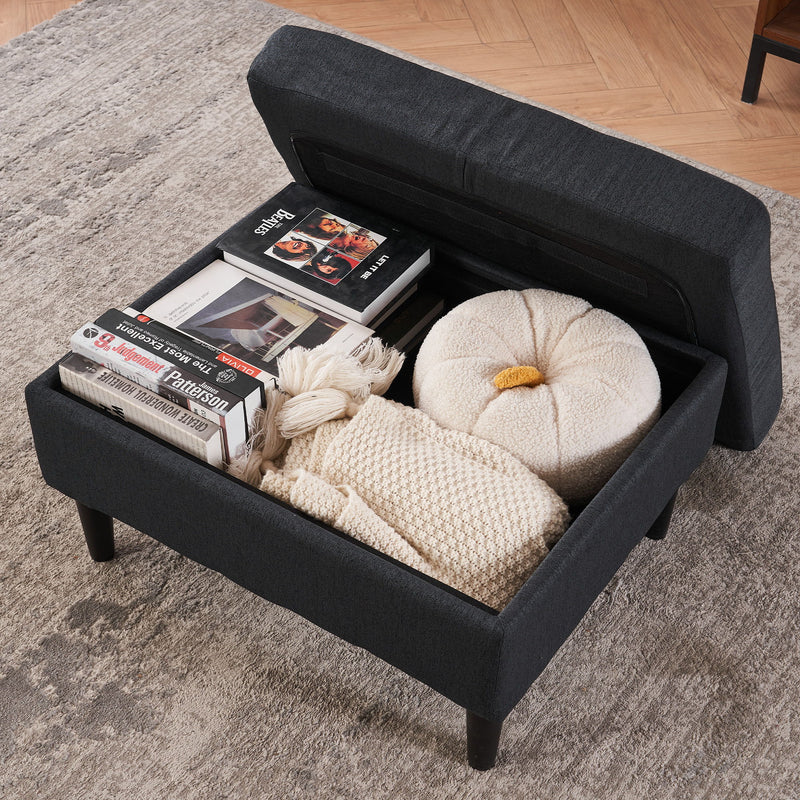 Upholstered Armchair And Storage Ottoman Set, Comfortable Single Sofa With Cup Holders And Tufted Detailing, Ideal For Living Room Or Bedroom