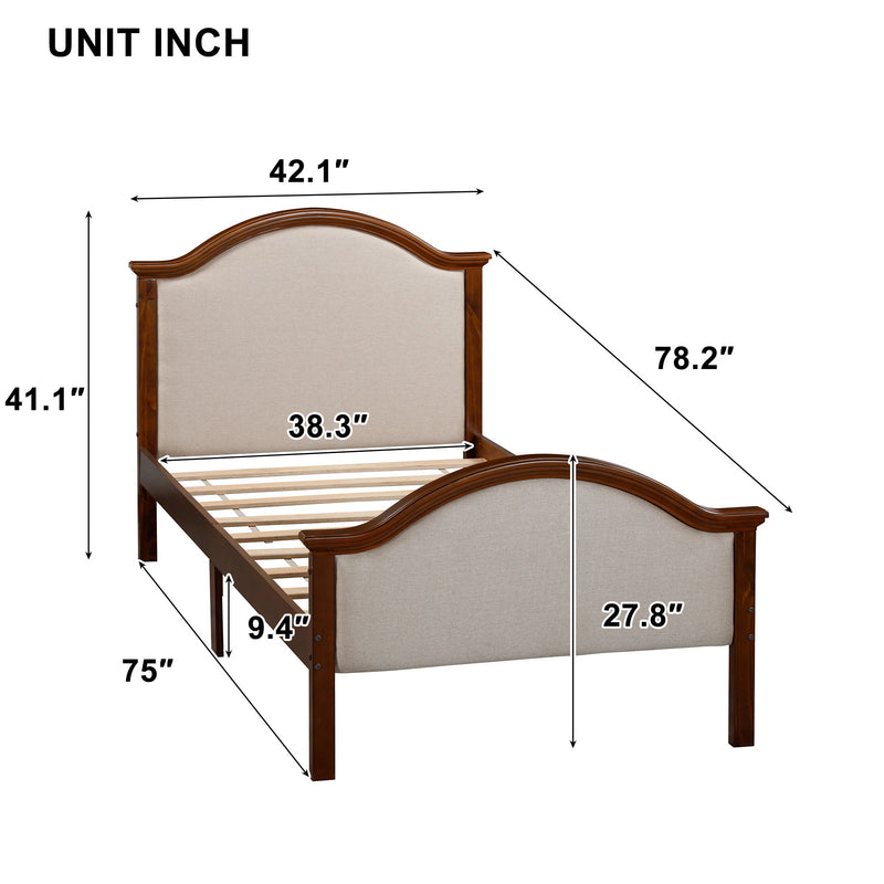 Bed With Upholstered Headboard And Footboard, With Slats