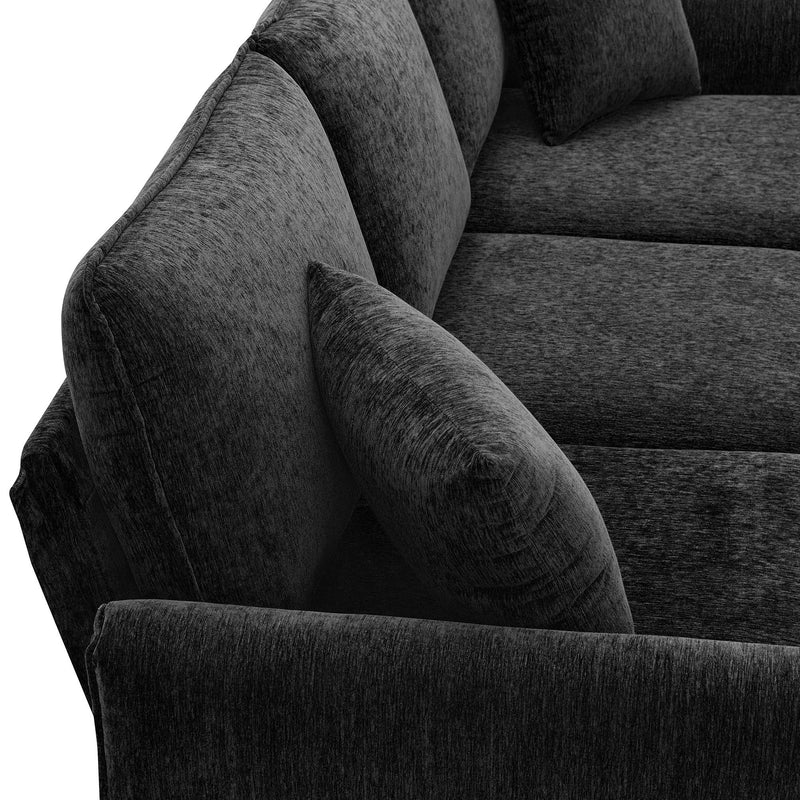 Convertible Sectional Sofa, Modern Chenille L-Shaped Sofa Couch With Reversible Chaise Lounge, Fit For Living Room, Apartment (2 Pillows)