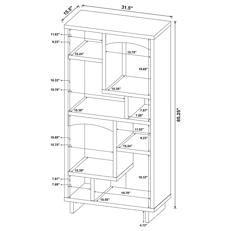 Dalton - 6-Shelf Bookcase - White And Distressed Pine