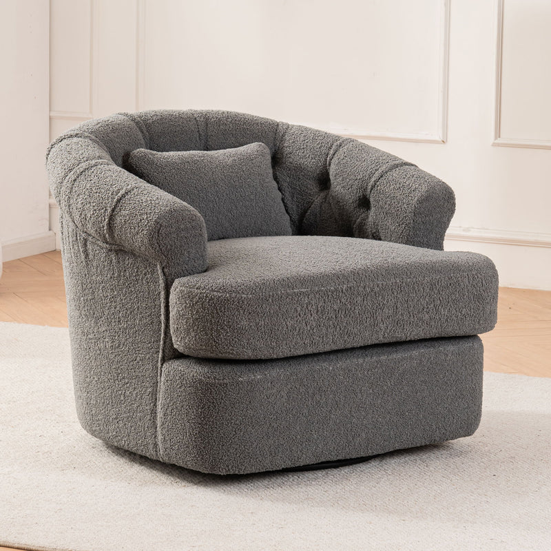 Swivel Chair With Ottoman, Modern Luxury Velvet Swivel Accent Chair, Comfy Round Armchair, Single Sofa Armchair With Lounge Seat For Bedroom / Office / Reading Spaces