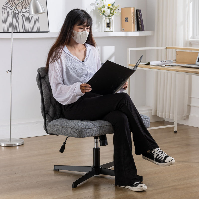 Armless Office Desk Chair No Wheels