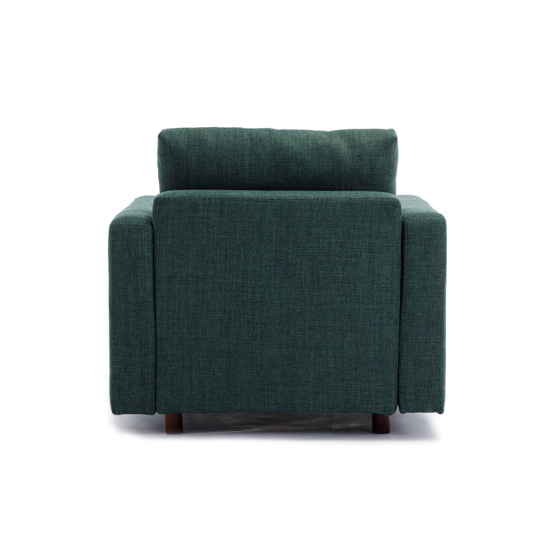 Single Seat Module Sofa Sectional Couch With Armrest With 1 Ottoman, Cushion Covers Non-Removable And Non-Washable