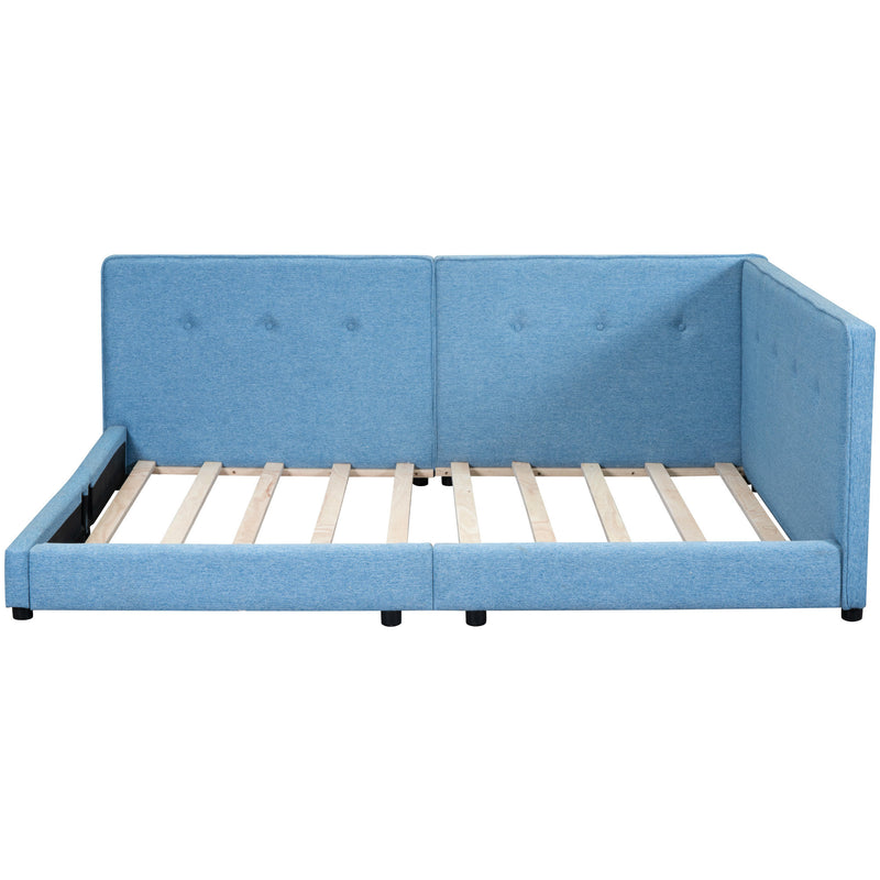 Upholstered Full Size Tufted Platform Bed, Blue