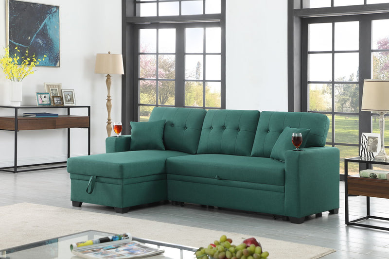 82" Width Sectional With Storage Chaise And Cupholder Armrest