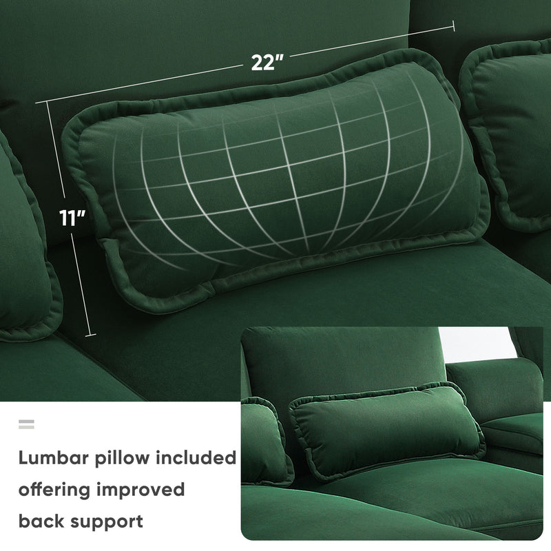 Modern U Shaped Sofa With Console, Cupholders And USB Ports, 6 Seat Upholstered Symmetrical Indoor Furniture, Sleeper Couch Set With Chaise For Living Room, Apartment, 5 Colors - Green