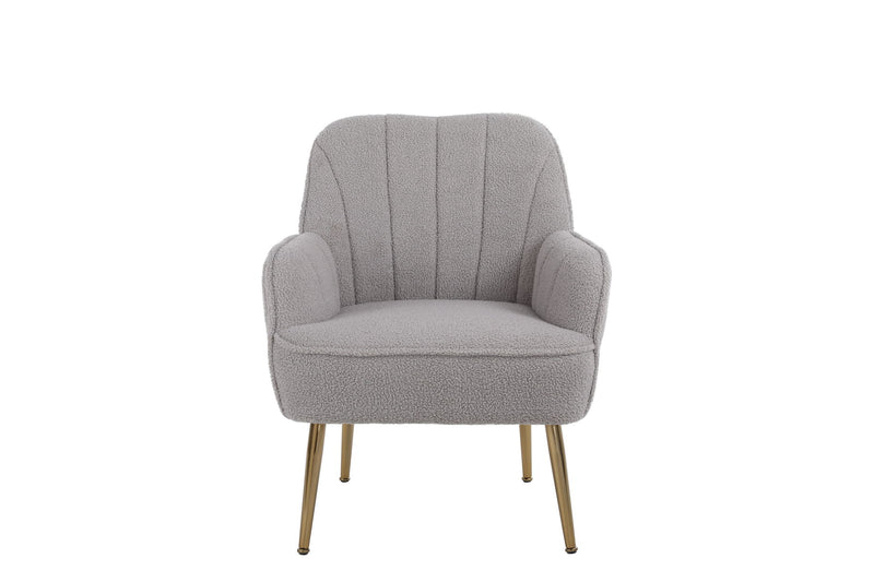 Modern Mid-Century Chair Linen Sherpa Armchair For Living Room Bedroom Office