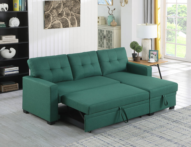 Upholstered Pull Out Sectional Sofa With Chaise