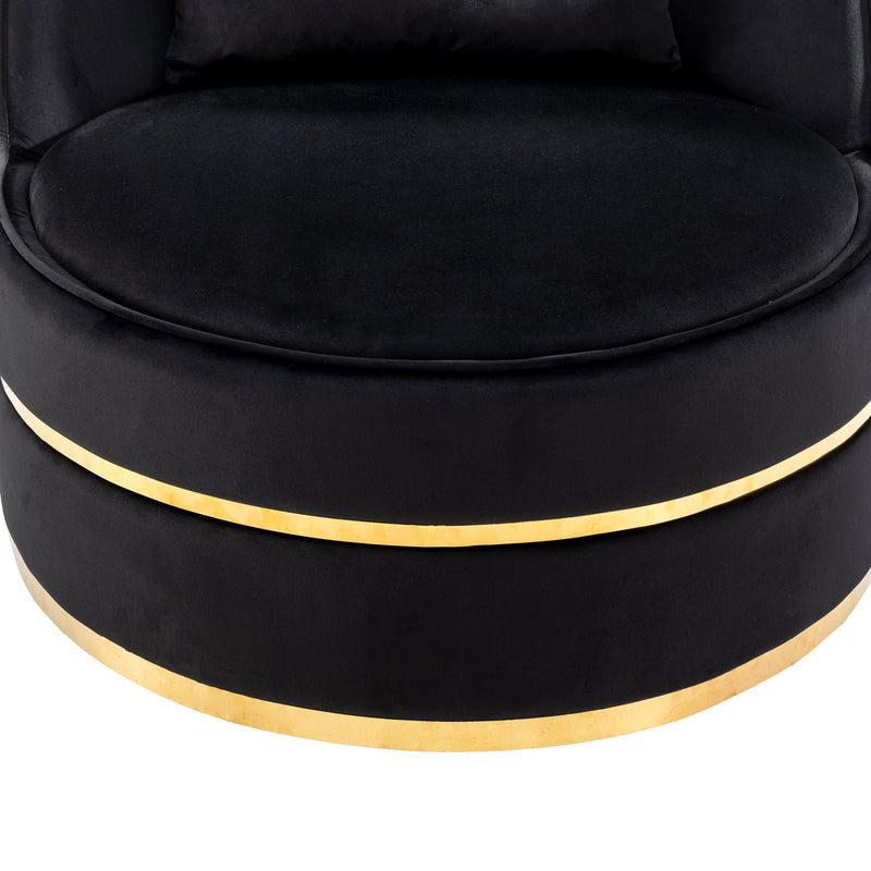 360° Swivel Accent Chair Velvet Modern Upholstered Barrel Chair Over-Sized Soft Chair With Seat Cushion For Living Room