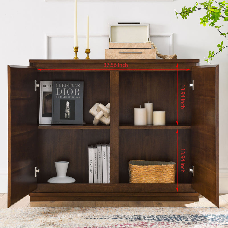 Sideboard, Buffet Cabinet With 2 Outlet Holes, Storage Cabinet For Entryway, Hallway, Living Room, Kitchen, Dining Room, Bedroom - Walnut