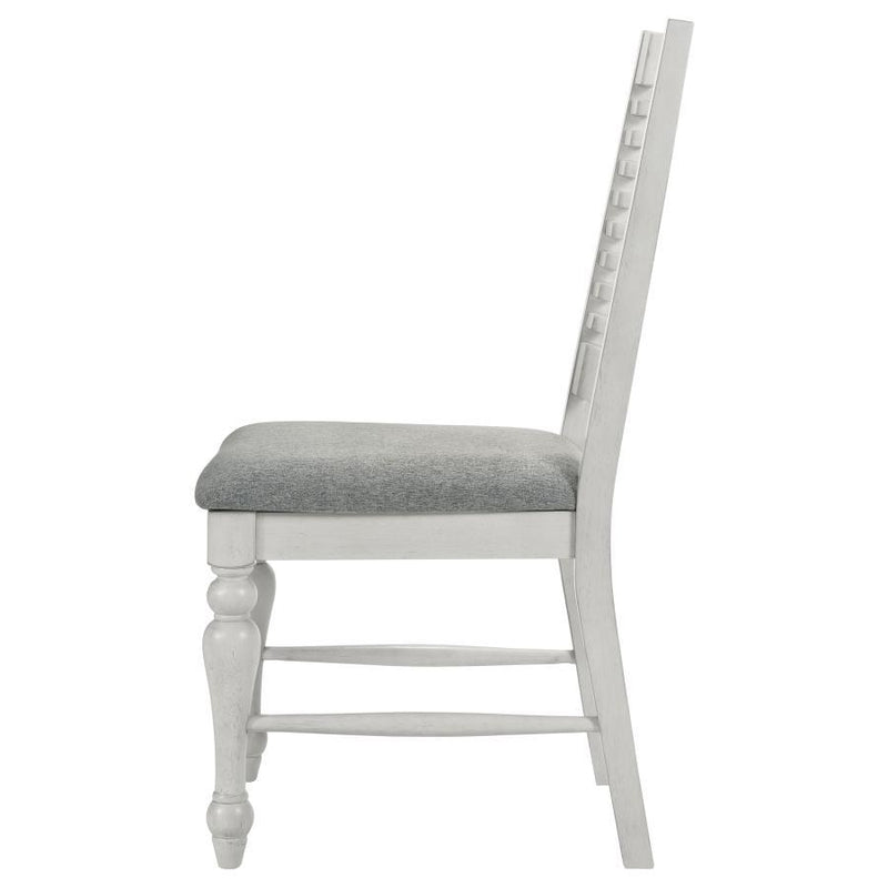 Aventine - Ladder Back Dining Side Chair With Upholstered Seat Vintage (Set of 2) - Chalk And Grey