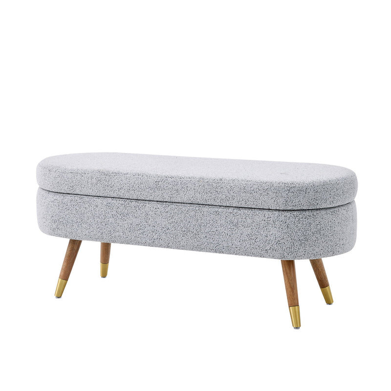 Storage Bench Upholstered Boucle Ottoman With Golden Metal Legs End Of Bed Bench For Bedroom, Living Room, Entryway, Bed Side