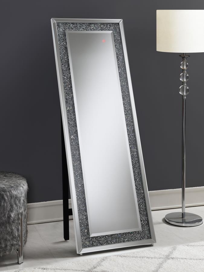 Carisi - Rectangular Standing Mirror With Led Lighting - Silver