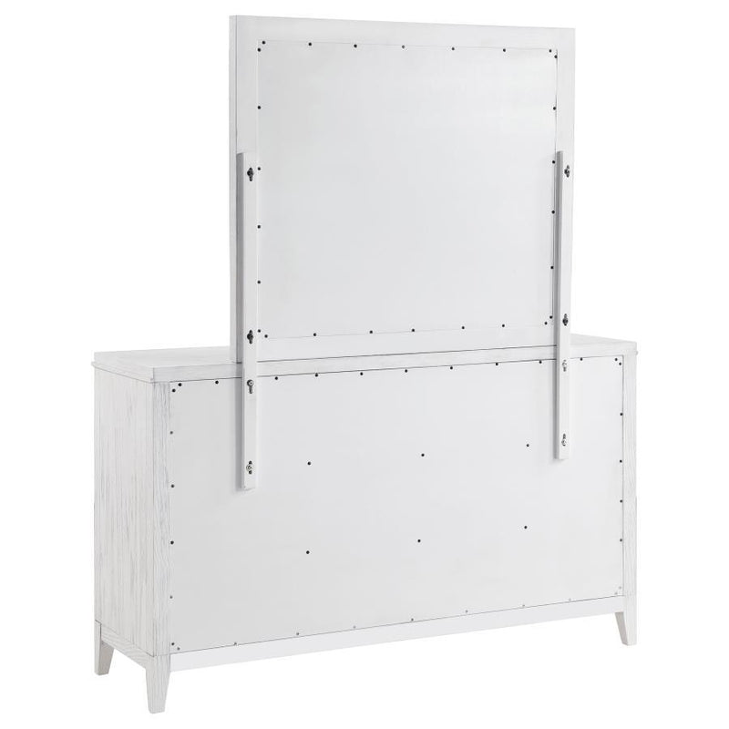 Marielle - 6 Drawers Dresser With Mirror - Distressed White