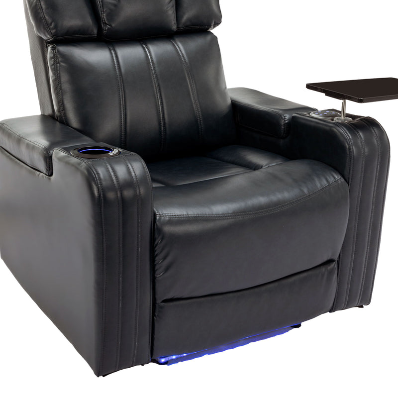 Power Recliner Individual Seat Home Theater Recliner With Cooling Cup Holder - Bluetooth Speaker, Led Lights, USB Ports, Tray Table, Arm Storage For Living Room