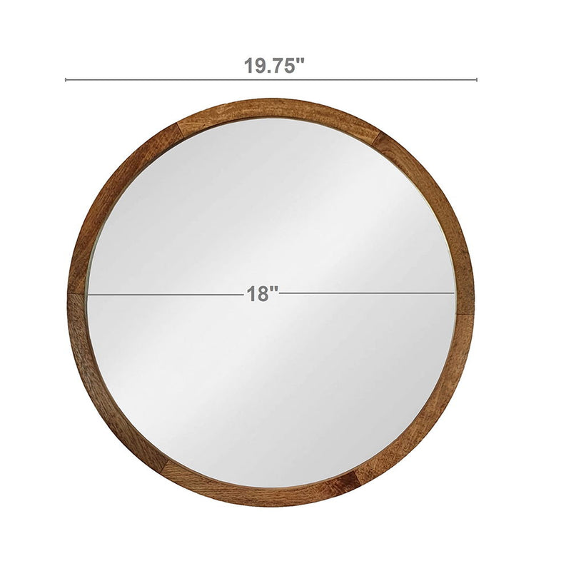 Circle Wall Mirror With Wooden Frame And Walnut Finish, Wall Mirror For Living Room Dining Room