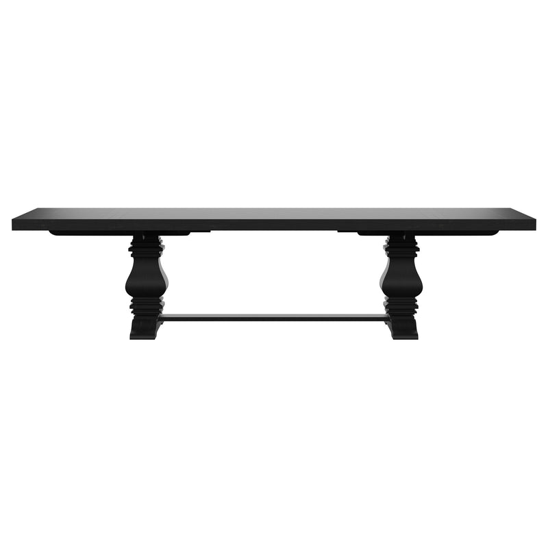 Florence - Rectangular Pedestal Dining Table With Planked Wood Top - Antique Black