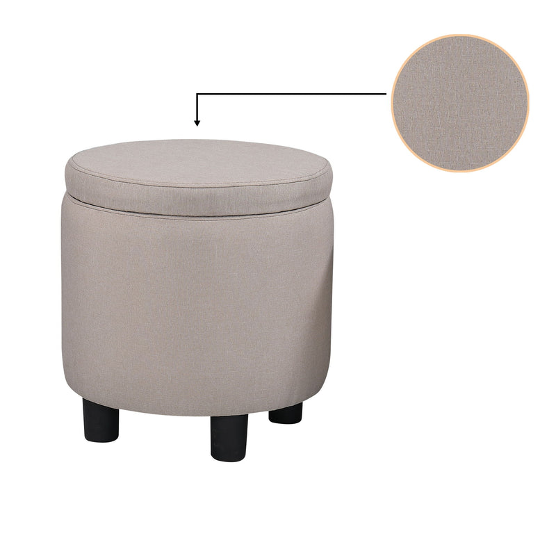 Home Decor Upholstered Round Tufted Footrest Ottoman, Ottoman With Storage For Living Room & Bedroom, Decorative Home Furniture