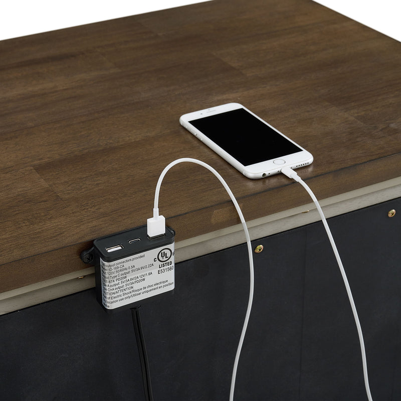 Farmington - 2 Drawer Nightstand With USB - Medium Brown / Washed Stone