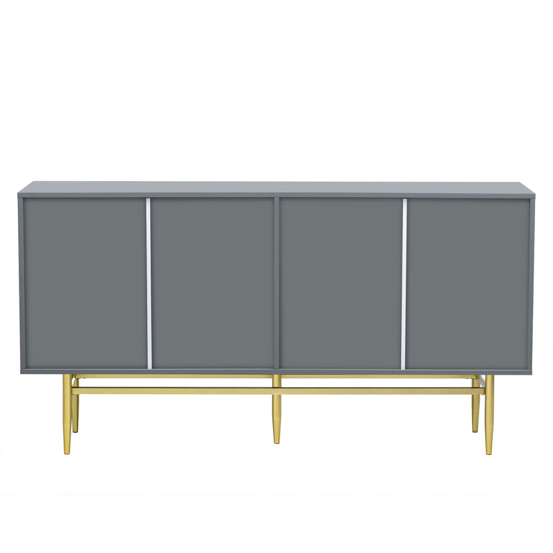 Modern Elegant 4 Door Sideboard Gold Metal Handle Buffet Cabinet For Dining Room, Living Room, Bedroom, Hallway