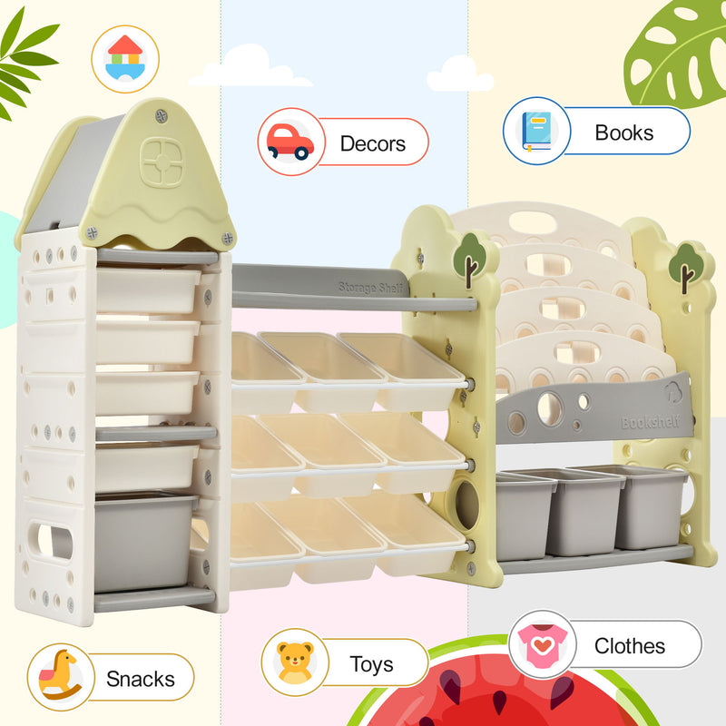 Kids Furniture - Kids Bookshelf Toy Storage Organizer With 17 Bins And 5 Bookshelves, Storage Cabinet Unit