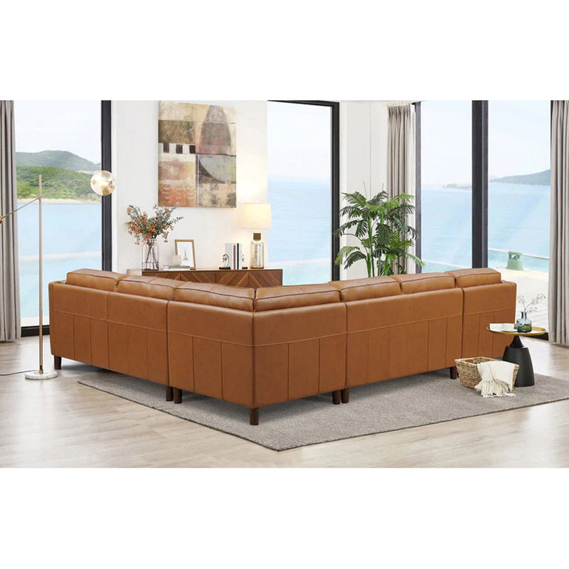 Bella - Leather L-Shape Sectional - Brown