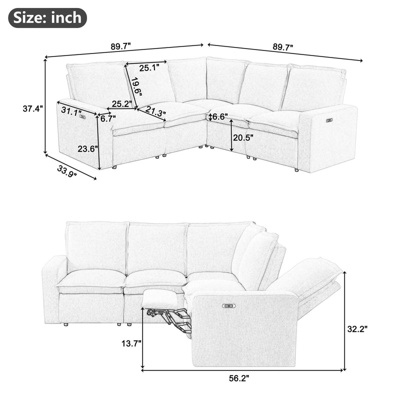 Power Recliner Chair Home Theater Seating Soft Chair With USB Port For Living Room, Bedroom, Theater Room