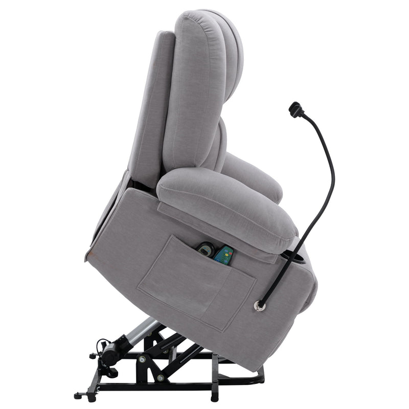 Power Lift Recliner Chair Electric Recliner For Elderly Recliner Chair With Massage And Heating Functions, Remote, Phone Holder Side Pockets And Cup Holders For Living Room