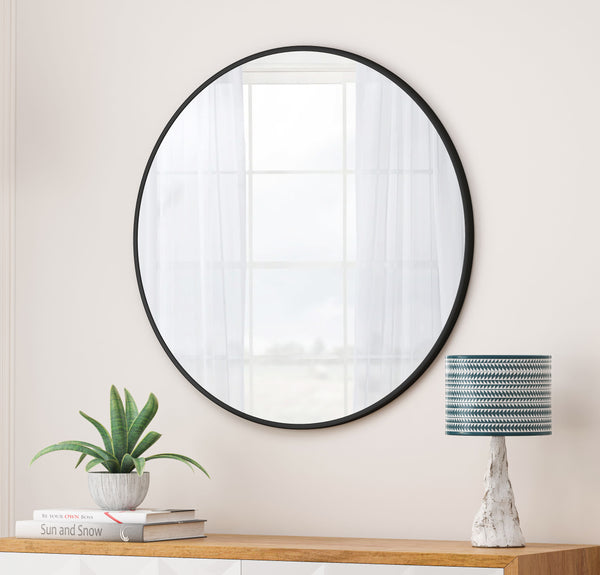 Wall Mirror Circular Mirror Metal Framed Mirror Round Vanity Mirror Dressing Mirror, For Bathroom, Living Room, Bedroom Wall Decor - Black