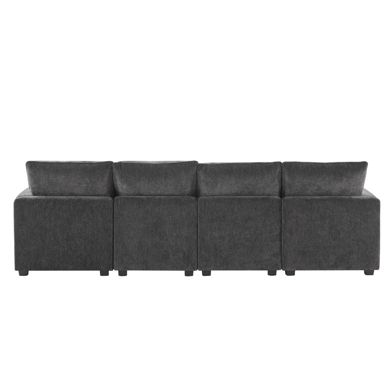 Modern Modular Sofa, 4 Seat Chenille Sectional Couch Set With 2 Pillows Included, Freely Combinable Indoor Funiture For Living Room, Apartment, Office