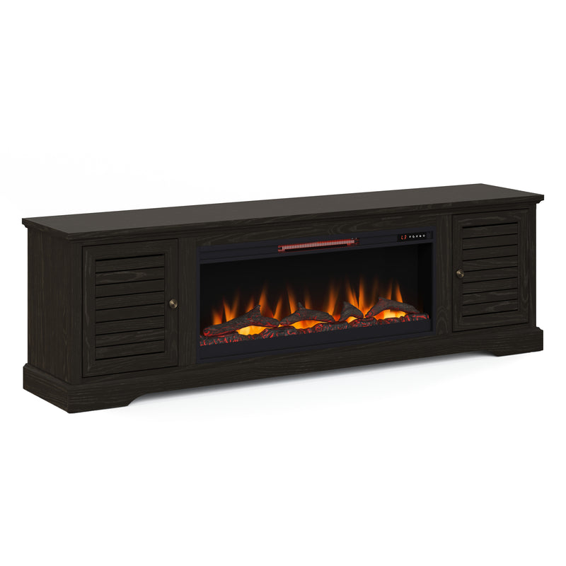 Bridgevine Home Topanga 83 inch Electric Fireplace TV Console for TVs up to 95 inches, Minimal Assembly, Clove finish