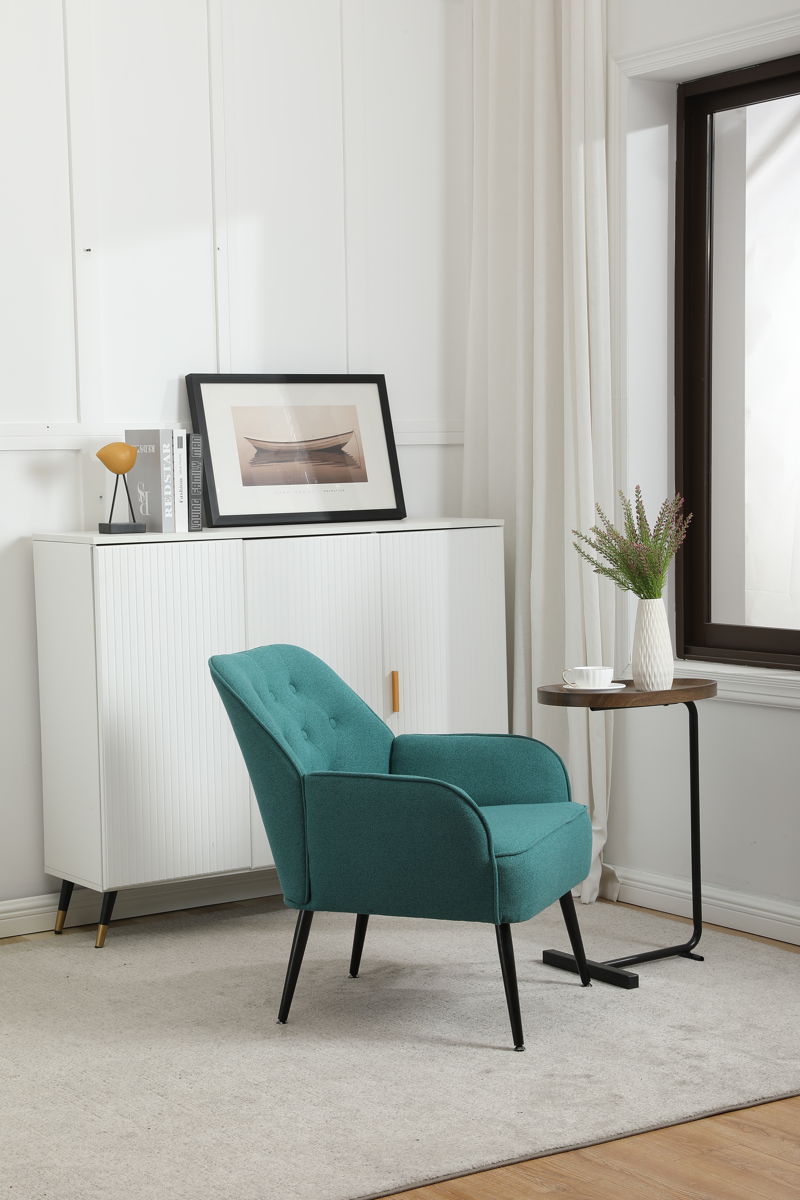 Modern Mid-Century Chair Linen Sherpa Armchair