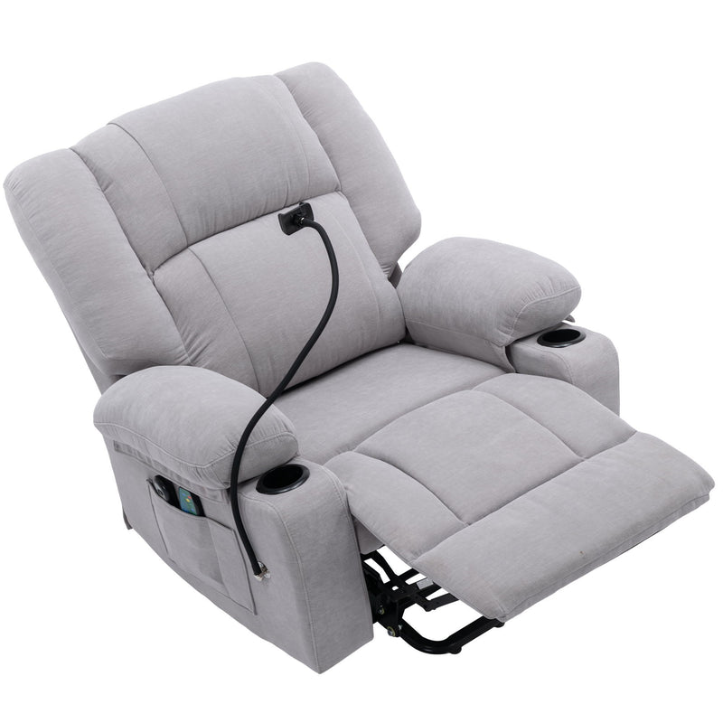 Power Lift Recliner Chair Electric Recliner For Elderly Recliner Chair With Massage And Heating Functions, Remote, Phone Holder Side Pockets And Cup Holders For Living Room