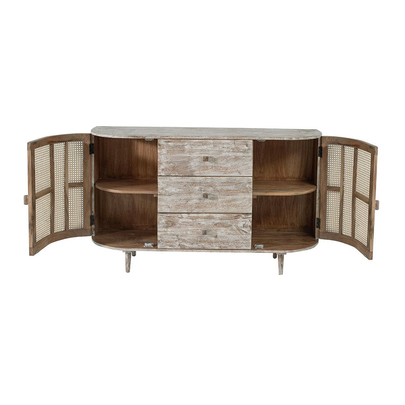 TV Console With Cane Doors - Multicolor