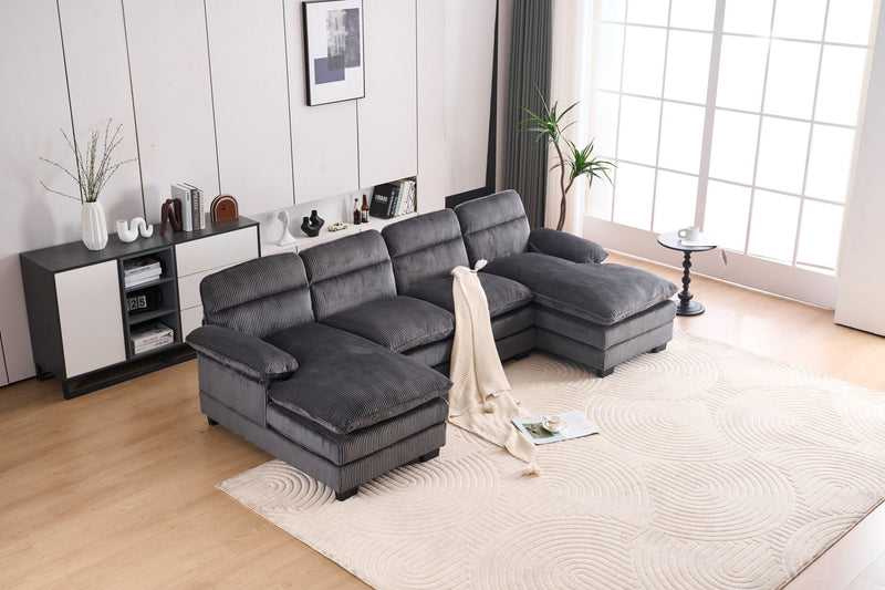 U-Shaped Profile Sofa, Including Two Single Seats And Two Chaise, Modular Sofa, Corduroy Sofa