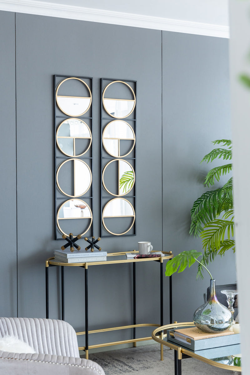 Eclectic Styling Metal Beaded Wall Mirror With Contemporary Design For Bedroom, Liveroom & Entryway