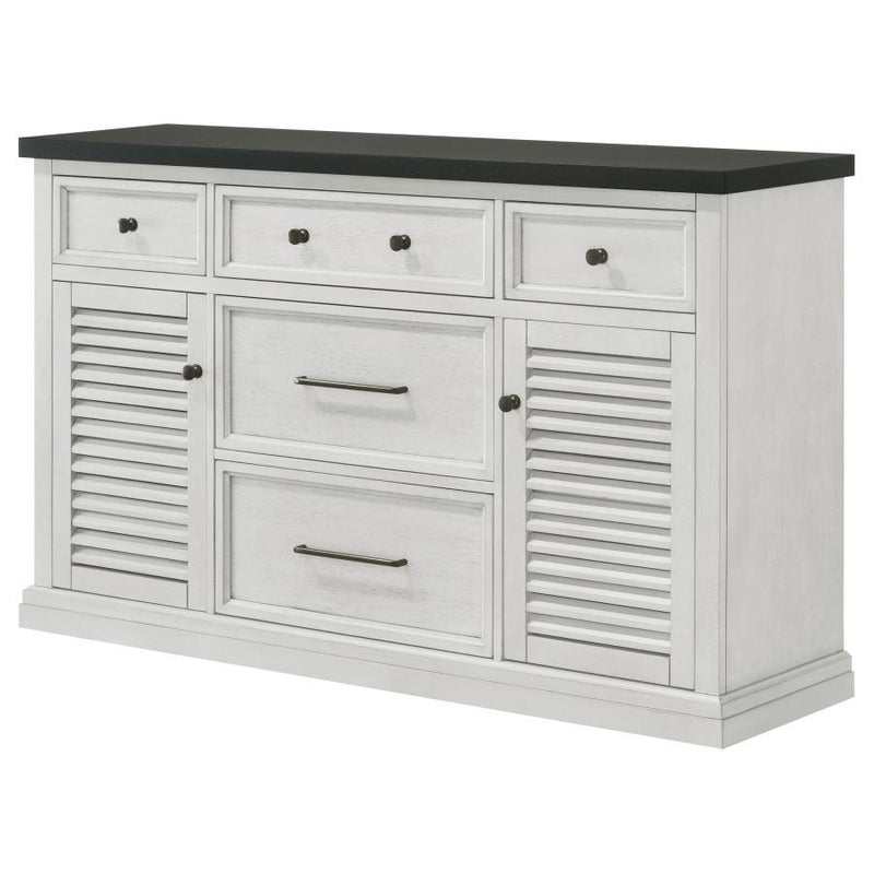 Aventine - 5-Drawer Dining Sideboard Buffet Cabinet With Cabinet - Charcoal And Vintage Chalk