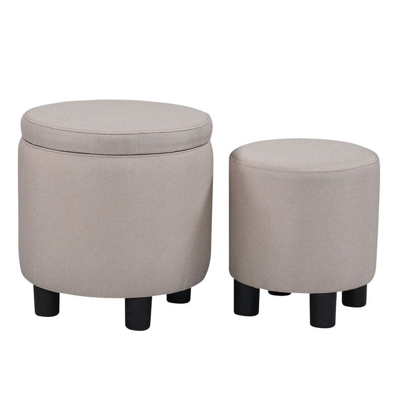 Home Decor Upholstered Round Tufted Footrest Ottoman, Ottoman With Storage For Living Room & Bedroom, Decorative Home Furniture