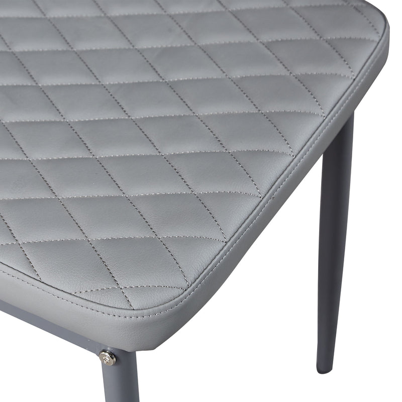 Modern Minimalist Dining Chairs, Fireproof Leather Sprayed, Metal Pipe Diamond Grid Pattern