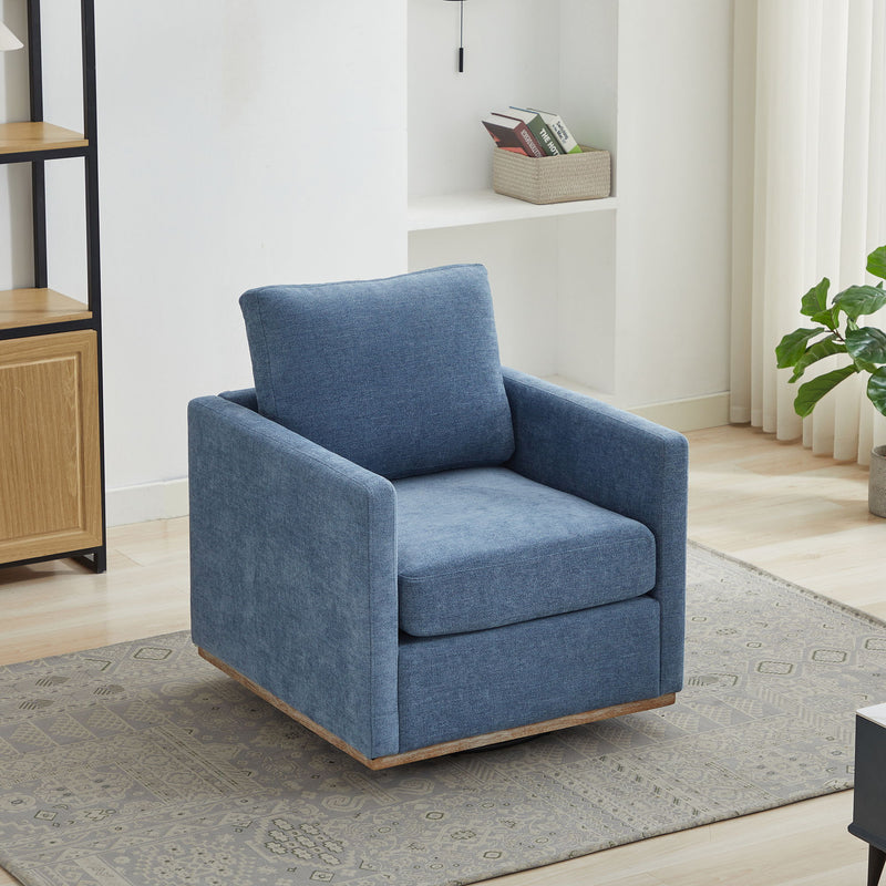 Square Upholstered Swivel Accent Chair And Comfy Accent Single Sofa Chair, 360° Club Chair, Lounge Armchair For Living Room Bedroom Apartment Nursery