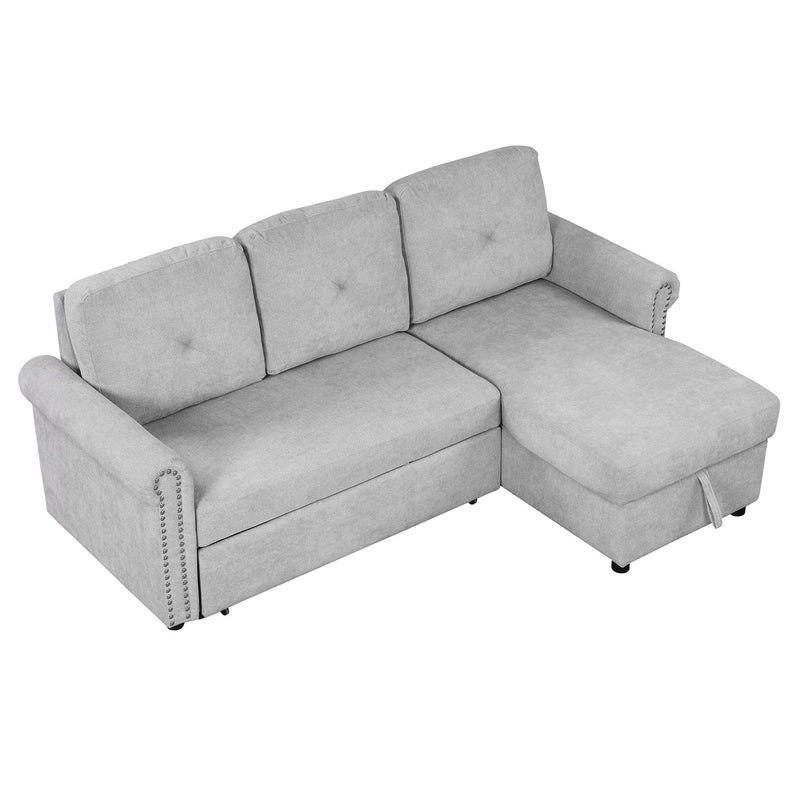 Modern Convertible Sleeper Sofa Bed With Storage Chaise